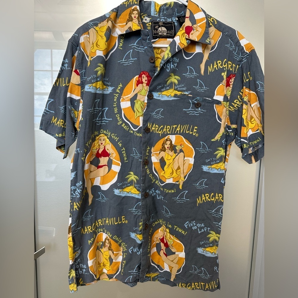 Jimmy Buffett Margaritaville Shirt Mens S PinUp Girls Retro Rockabilly Hawaiian